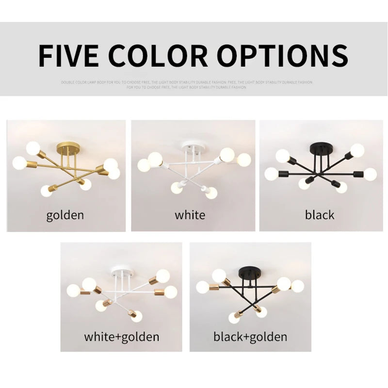 Retro Industrial 6-Head LED Ceiling Lamp