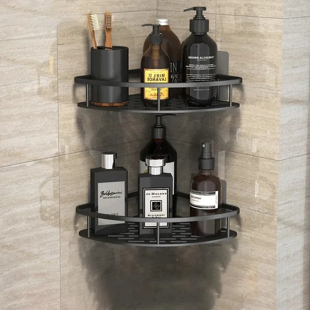 No-Drill Wall-Mounted Bathroom Storage Rack