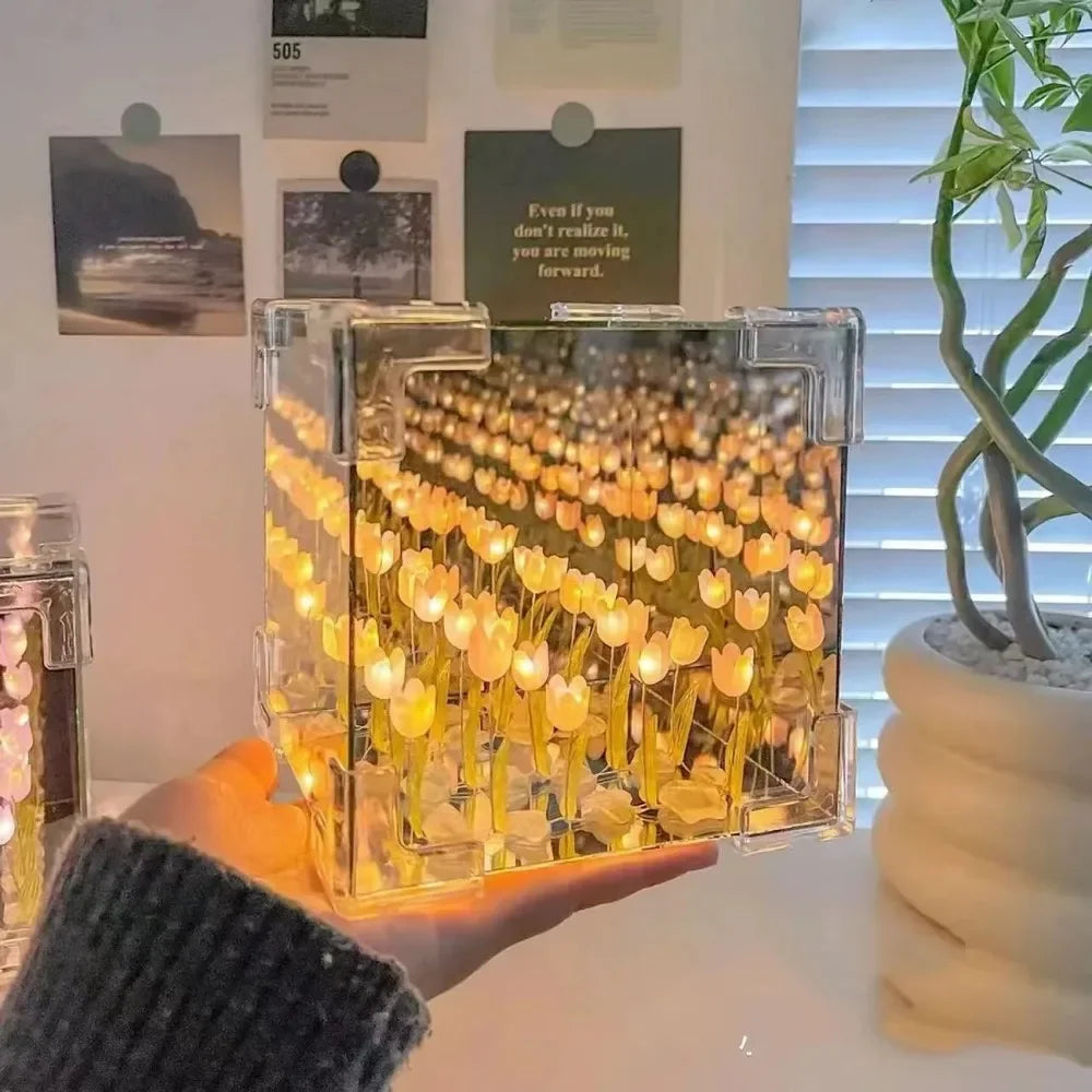 Romantic 3D Glass Cube Light