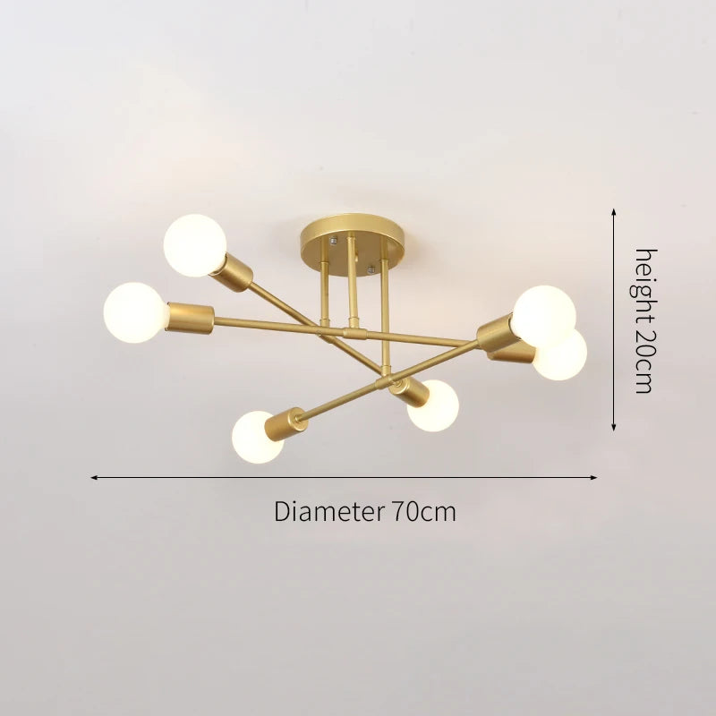 Retro Industrial 6-Head LED Ceiling Lamp