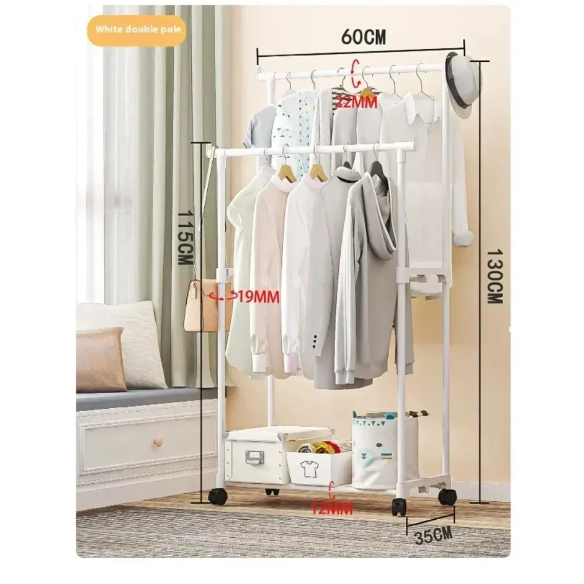 Movable Double Coat Rack