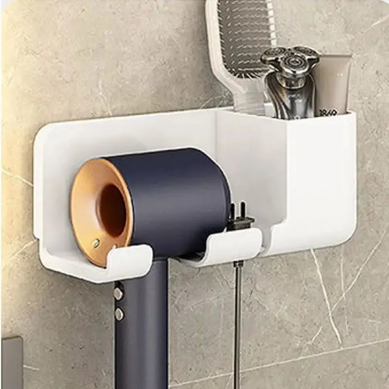 Non-Punching Wall-Mounted Hair Dryer Storage Rack