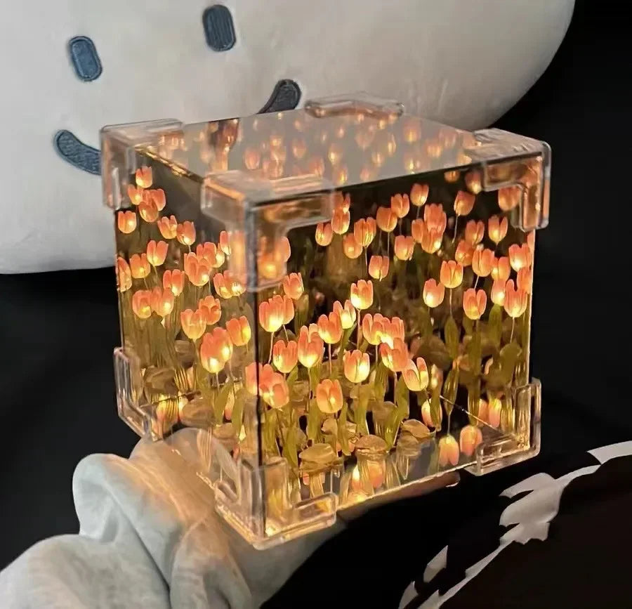 Romantic 3D Glass Cube Light