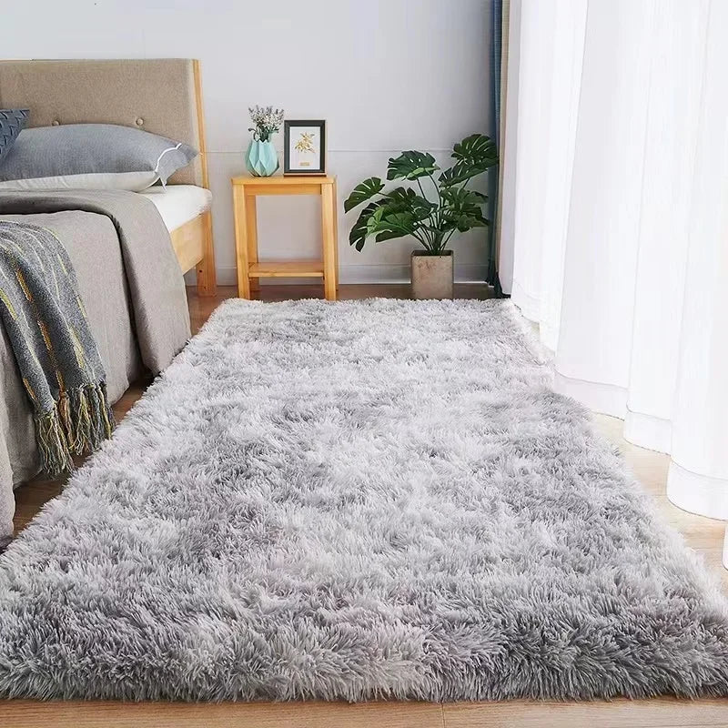 Soft Plush Gray Carpet Anti-Slip Velvet Rug