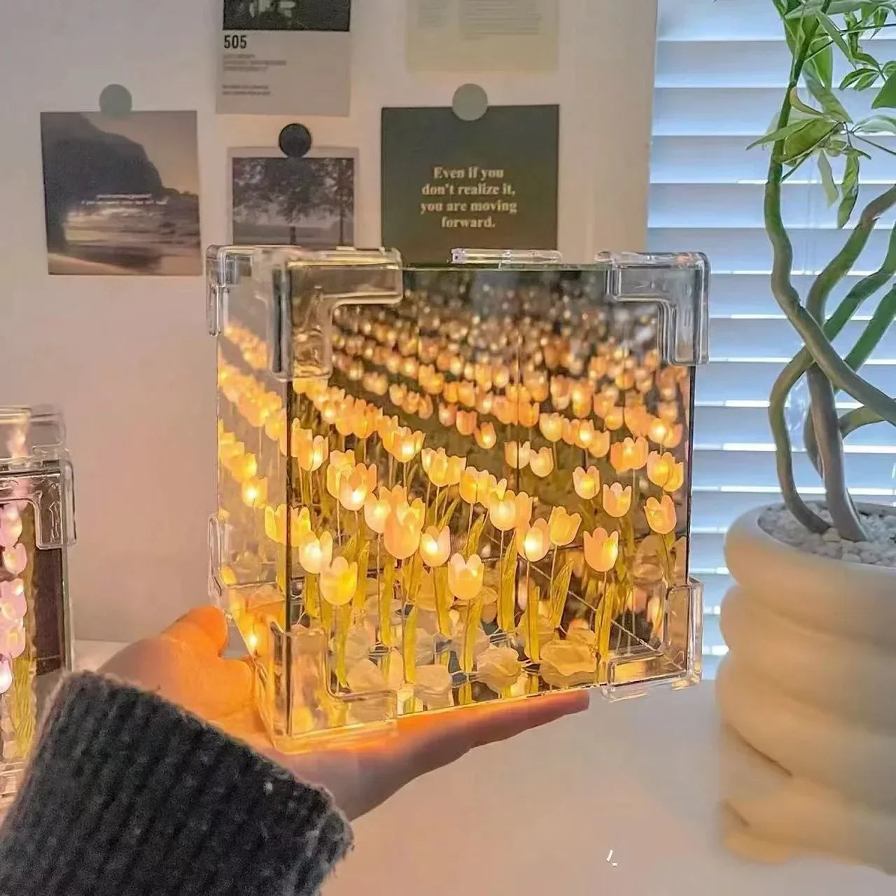 Romantic 3D Glass Cube Light