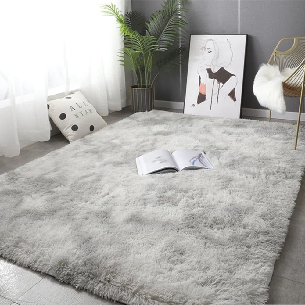 Soft Plush Gray Carpet Anti-Slip Velvet Rug
