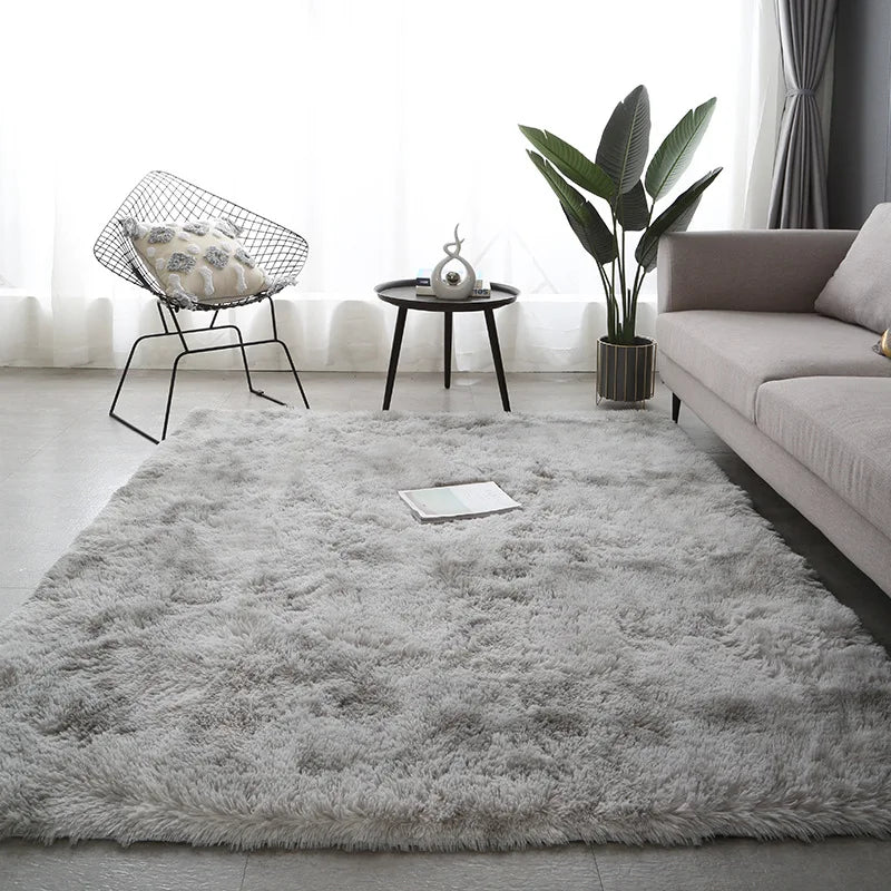 Soft Plush Gray Carpet Anti-Slip Velvet Rug