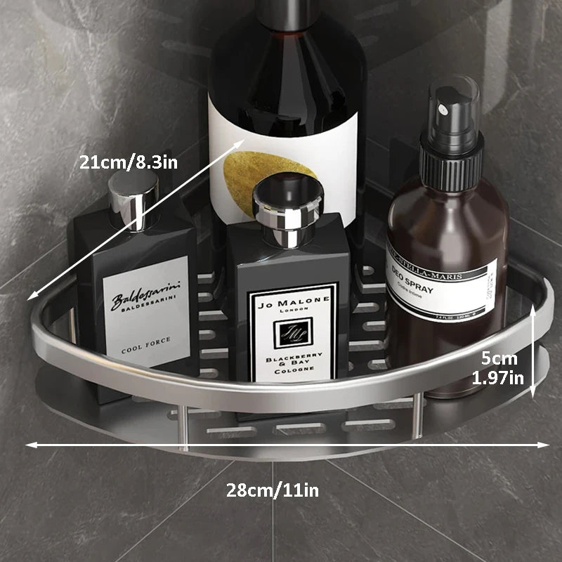 No-Drill Wall-Mounted Bathroom Storage Rack