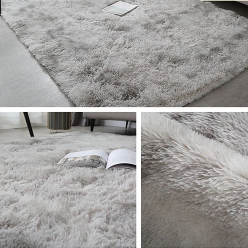 Soft Plush Gray Carpet Anti-Slip Velvet Rug