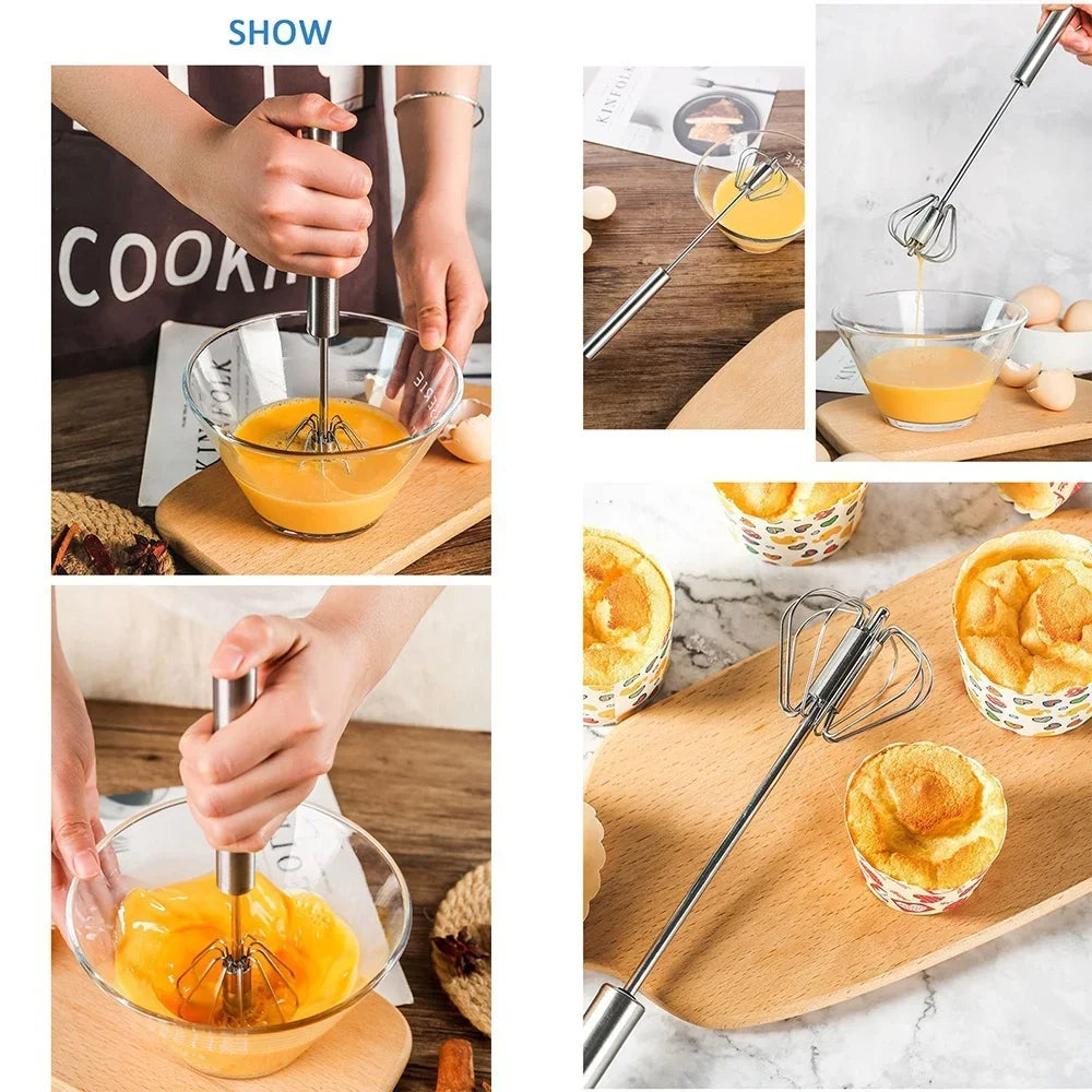 Stainless Steel Rotary Whisk Hand Mixer