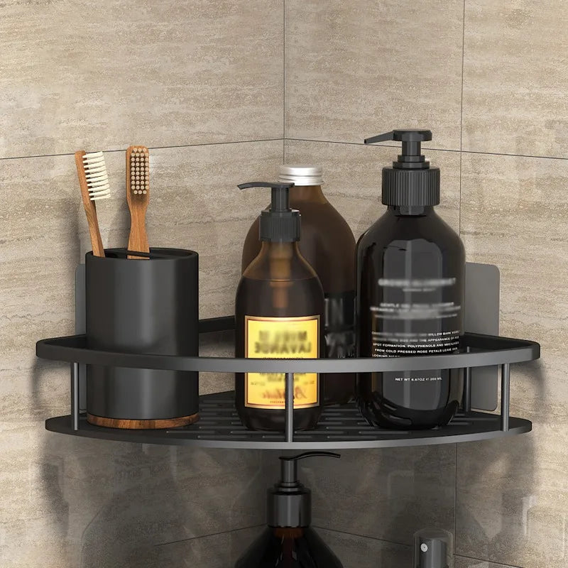 No-Drill Wall-Mounted Bathroom Storage Rack