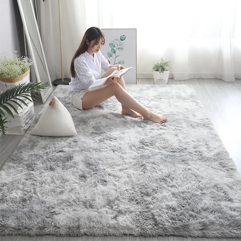 Soft Plush Gray Carpet Anti-Slip Velvet Rug