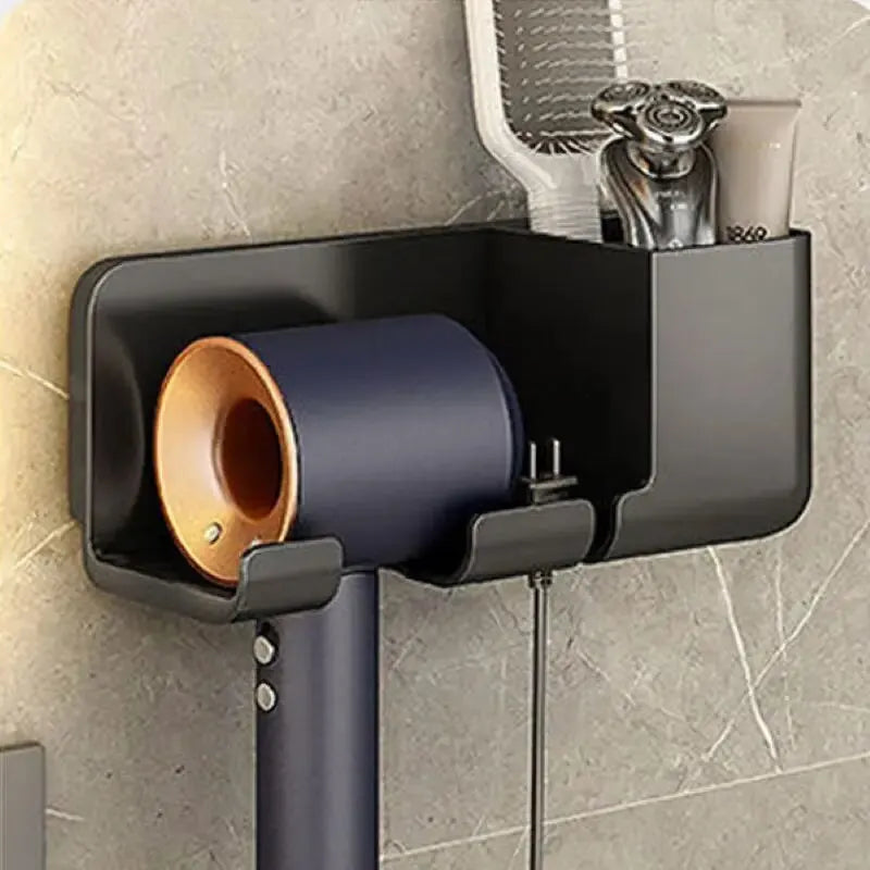 Non-Punching Wall-Mounted Hair Dryer Storage Rack
