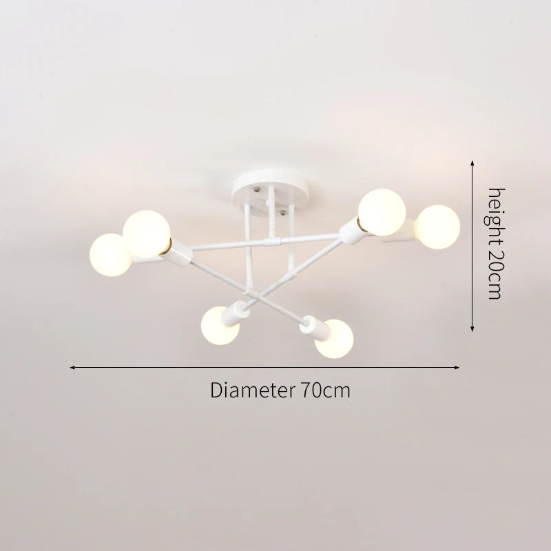Retro Industrial 6-Head LED Ceiling Lamp