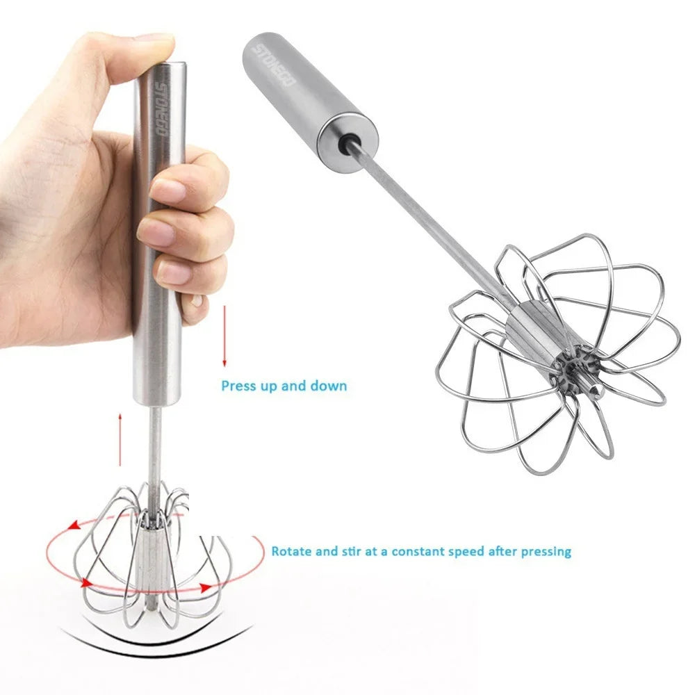 Stainless Steel Rotary Whisk Hand Mixer