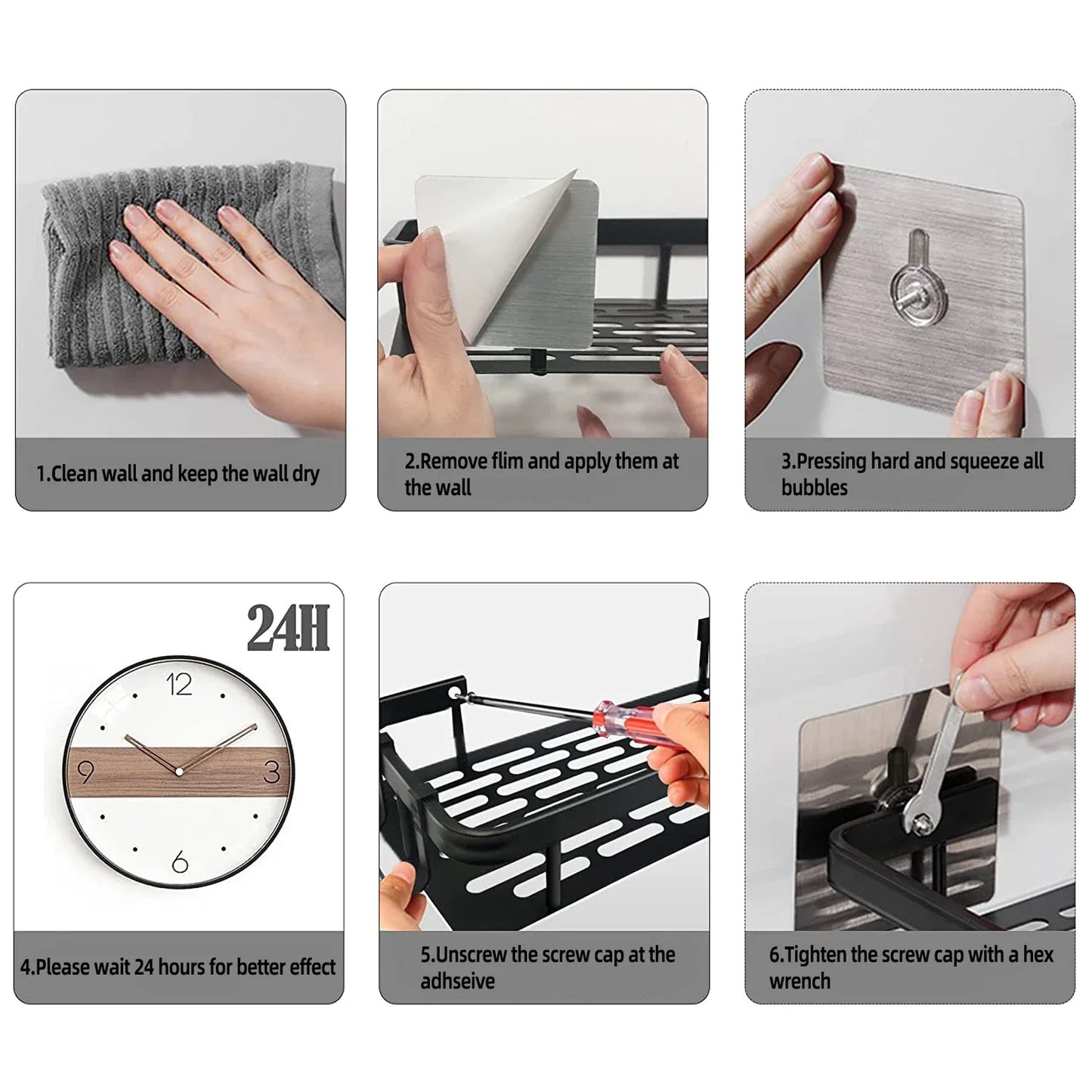 No-Drill Wall-Mounted Bathroom Storage Rack