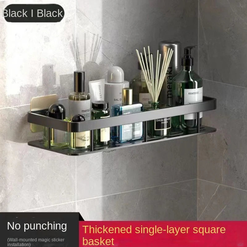No-Drill Wall-Mounted Bathroom Storage Rack