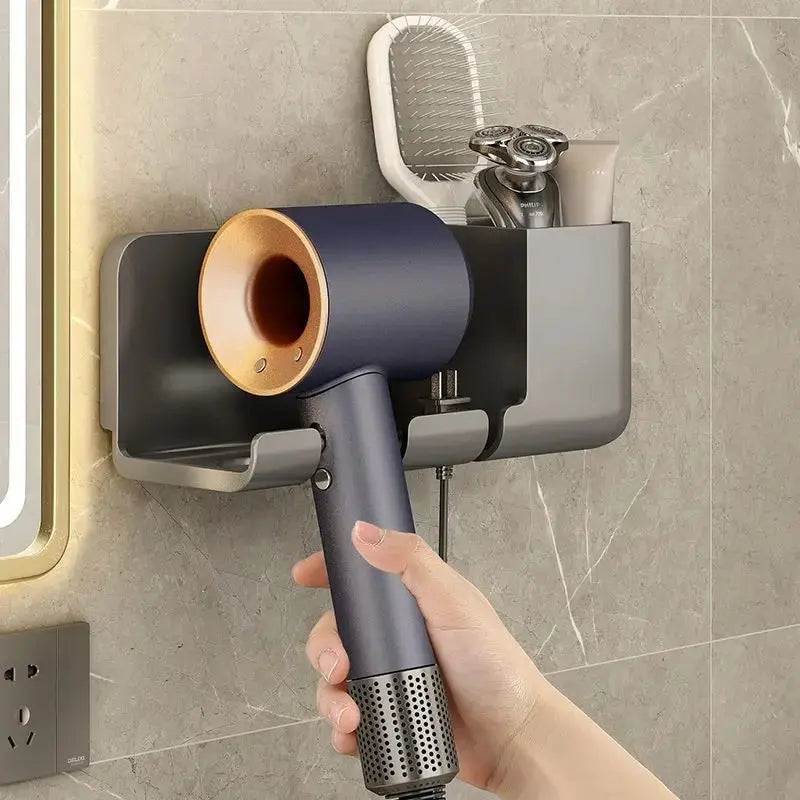Non-Punching Wall-Mounted Hair Dryer Storage Rack