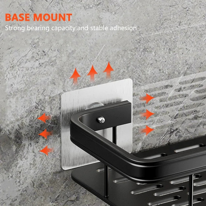 No-Drill Wall-Mounted Bathroom Storage Rack