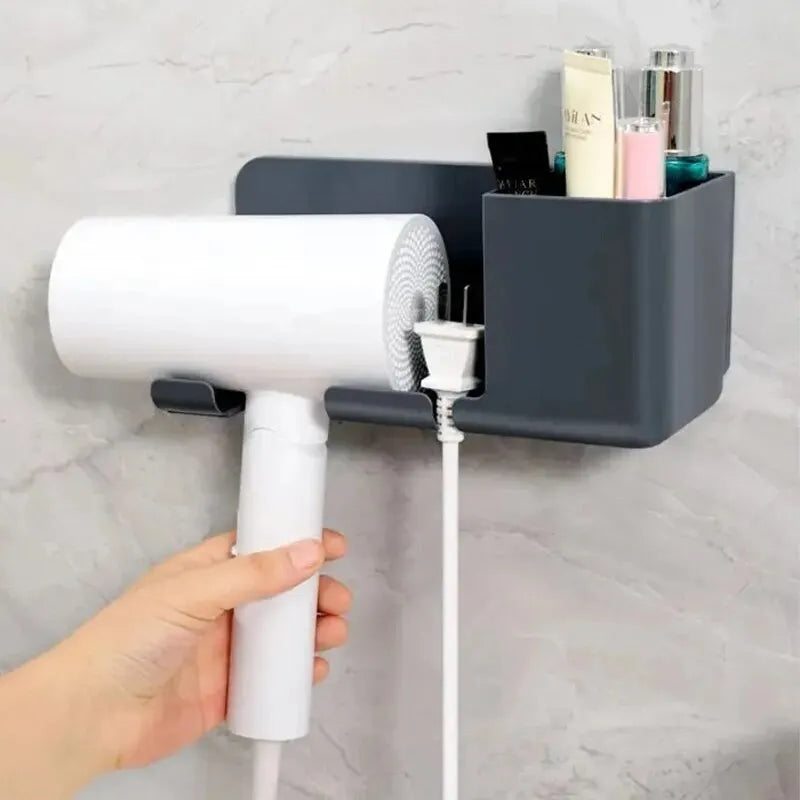 Non-Punching Wall-Mounted Hair Dryer Storage Rack