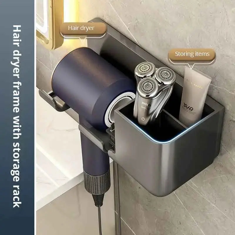 Non-Punching Wall-Mounted Hair Dryer Storage Rack