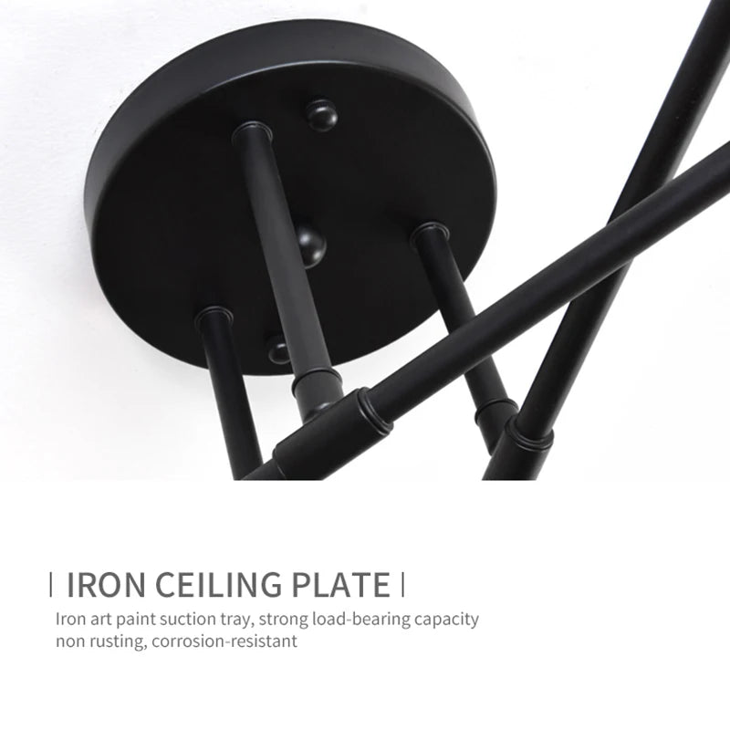 Retro Industrial 6-Head LED Ceiling Lamp