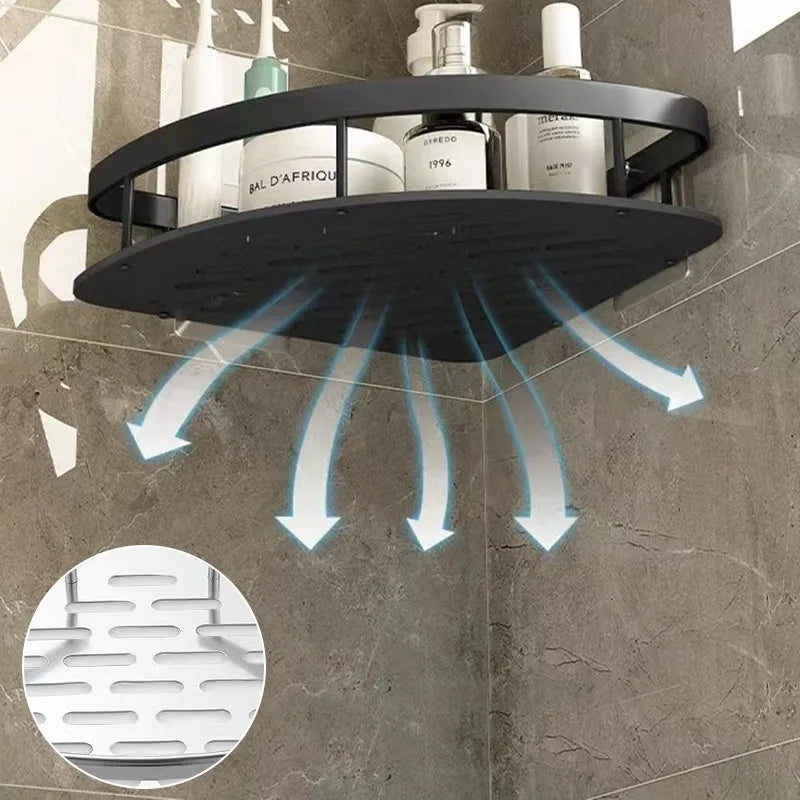 No-Drill Wall-Mounted Bathroom Storage Rack