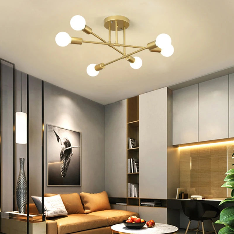 Retro Industrial 6-Head LED Ceiling Lamp