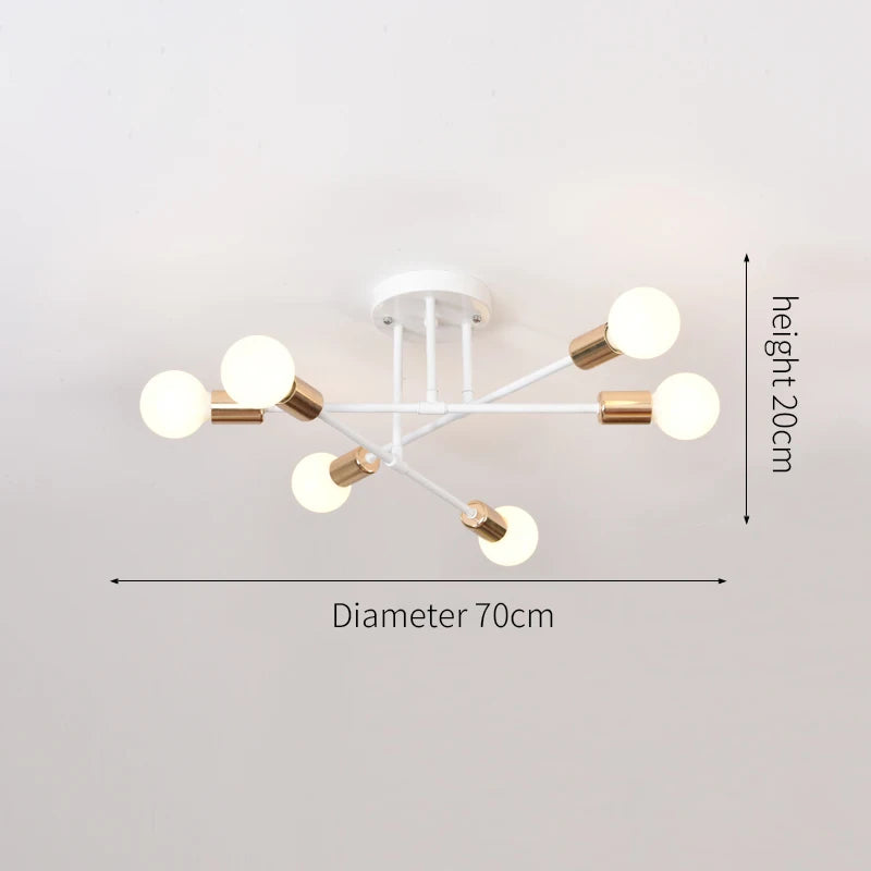 Retro Industrial 6-Head LED Ceiling Lamp