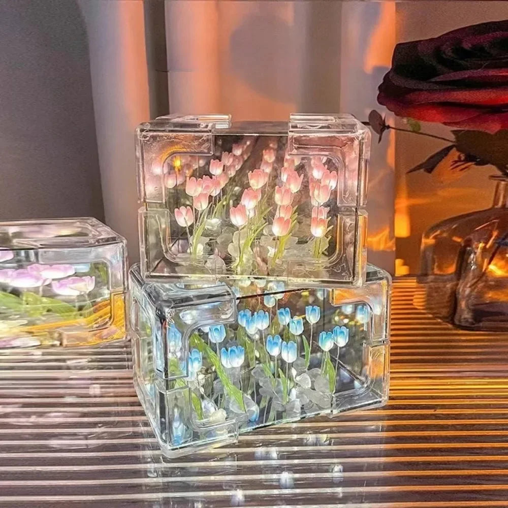 Romantic 3D Glass Cube Light