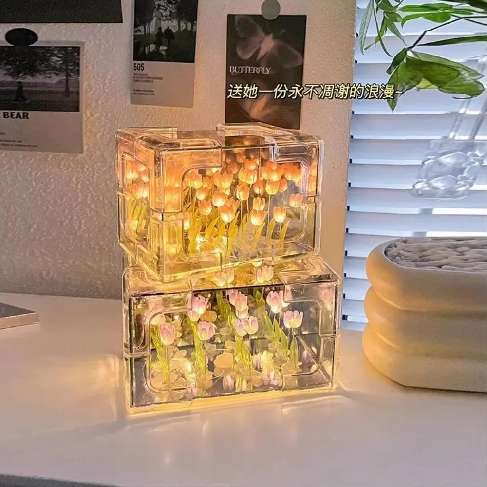 Romantic 3D Glass Cube Light